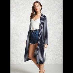 Button up pinstripe navy duster